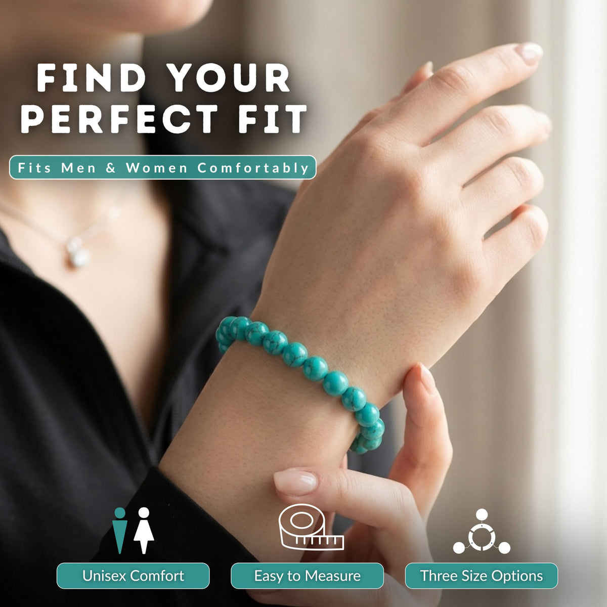 Turquoise Howlite Green 8mm Beaded Bracelet (Turquoise Howlite Green / Medium)