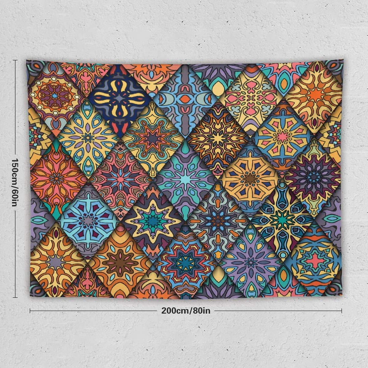 Vintage Bohemian Tapestry Wall Hanging Colorful Mandala Indian Pattern Tapestries Home Decor for Living Room Bedroom Apartment Farmhouse Dorm 60"x80" (60"L x 80"W / Mandala-26)