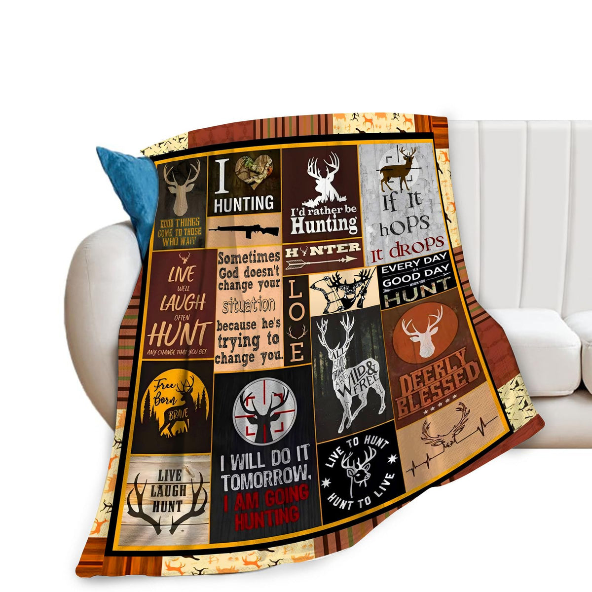Deer Hunting Blanket Elk Gifts for Men Hunter Deer Lovers Decor Pictures Blanket Super Soft Cozy Forest Fleece Blankets for Sofa Bed Camping 60"x80" (60"x80" / Hunting)