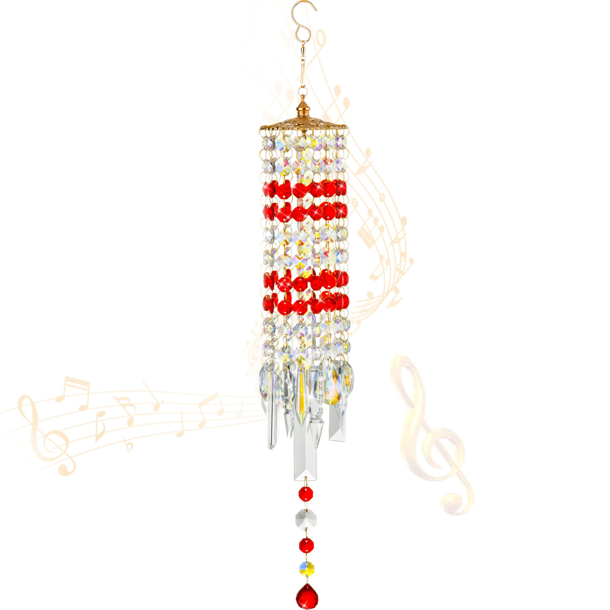 Crystal Wind Chimes Rainbow Suncatcher for Window (Red)