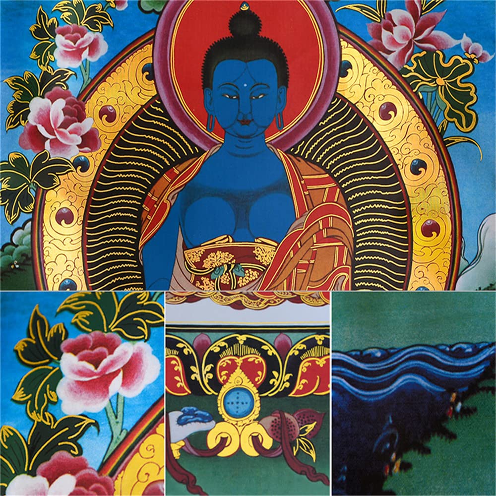 Akshobhya Thangka Tibetan Thangka Art (Akshobhya / 25.2"L x 18.5"W)