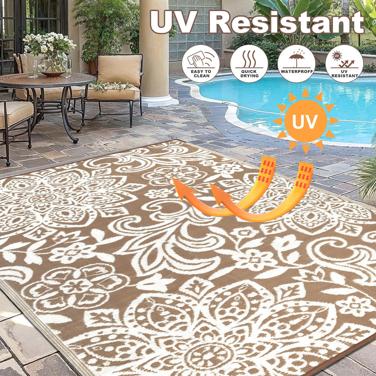 Waterproof Outdoor Rug 9' x 18' (Brown / 9' x 18')