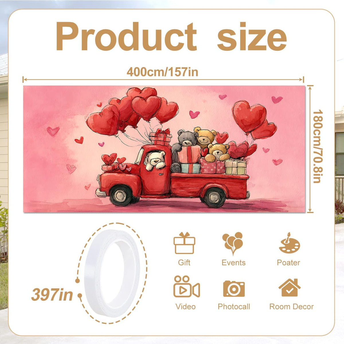 Valentine’s Day Garage Door Banner 6×13 ft (144 / 6 x 13 ft)