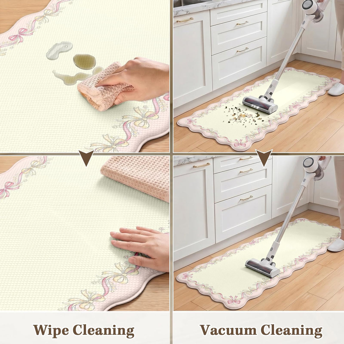 Anti Fatigue Kitchen Mats Set of 2 (Coquette Bows / 17.3''x29.9''+17.3''x47'')