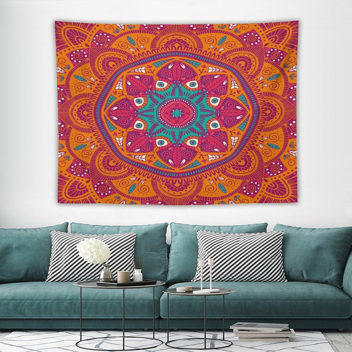 Mandala Tapestry Wall Hanging Indian Abstract Hippie Bohemian Art Floral Texture Pattern Tapestries Home Decor for Living Room Kitchen Bedroom Dorm 60"x80" (60"L x 80"W / Mandala-14)