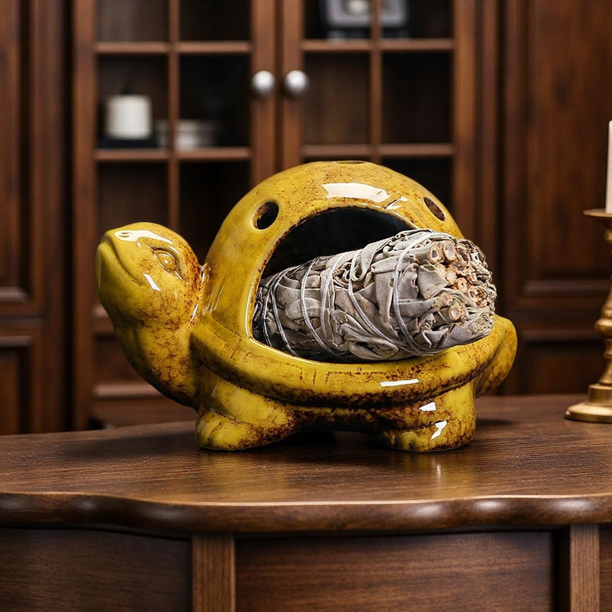 Turtle Palo Santo Holder Ceramic Palo Santo Burner Sage Holder for Burning (B)