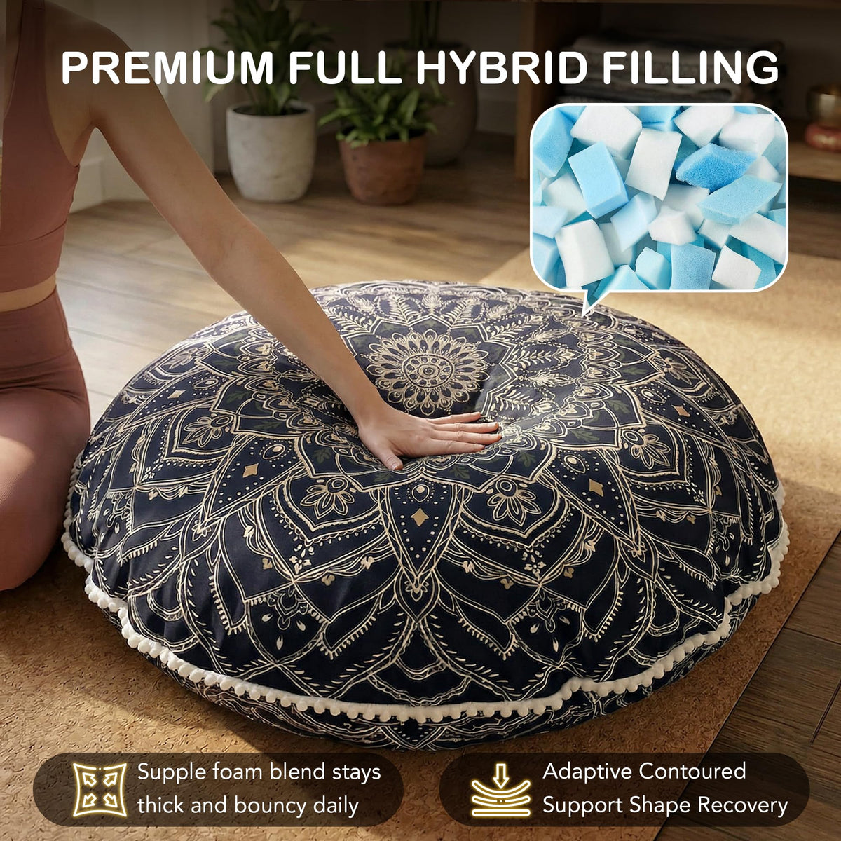 Meditation Cushions 2 Pack (1 Count (Pack of 1) / Black)