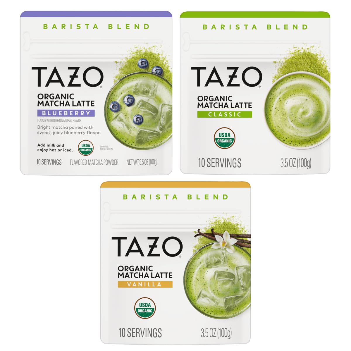 Organic Matcha Latte Powder Assortment (3.5 Ounce (Pack of 3))