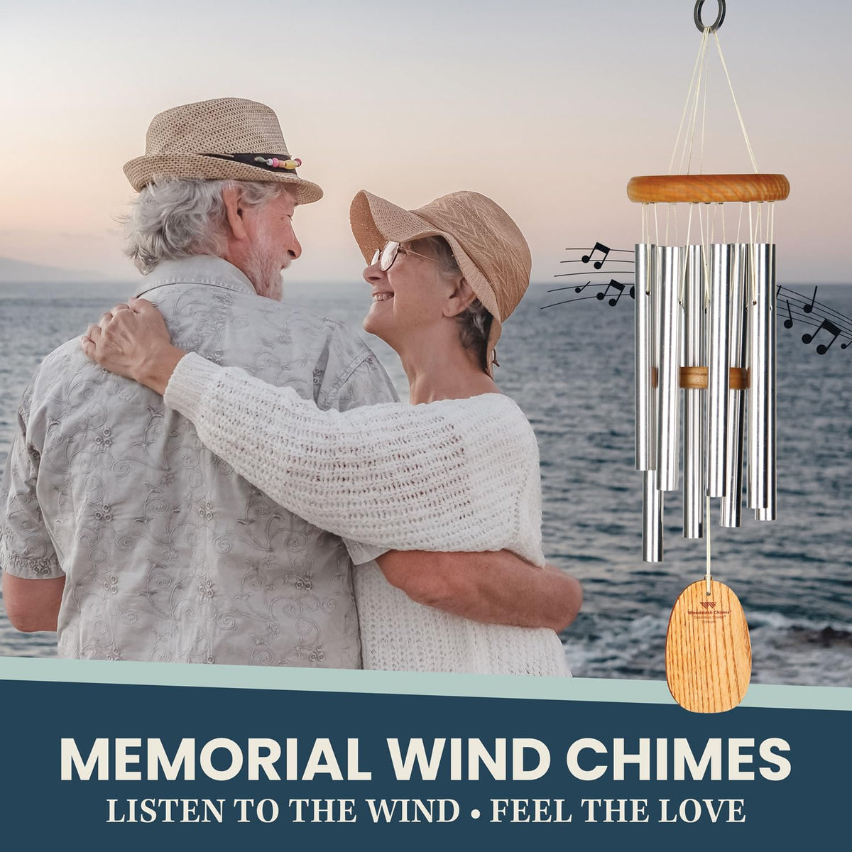 Woodstock Wind Chimes for Outside (Silver / 17")