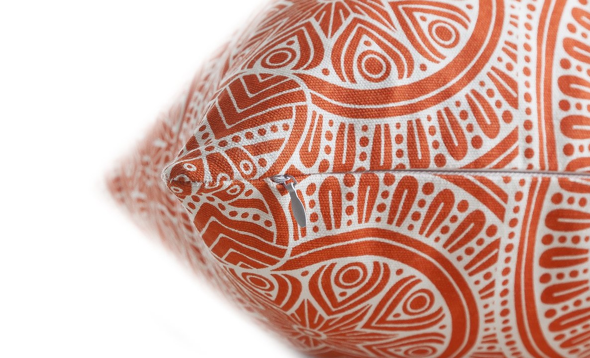 Mandala Accent Throw Pillow Covers 18x18 Set of 2 (Orange / 18" x 18" (Pack of 2))