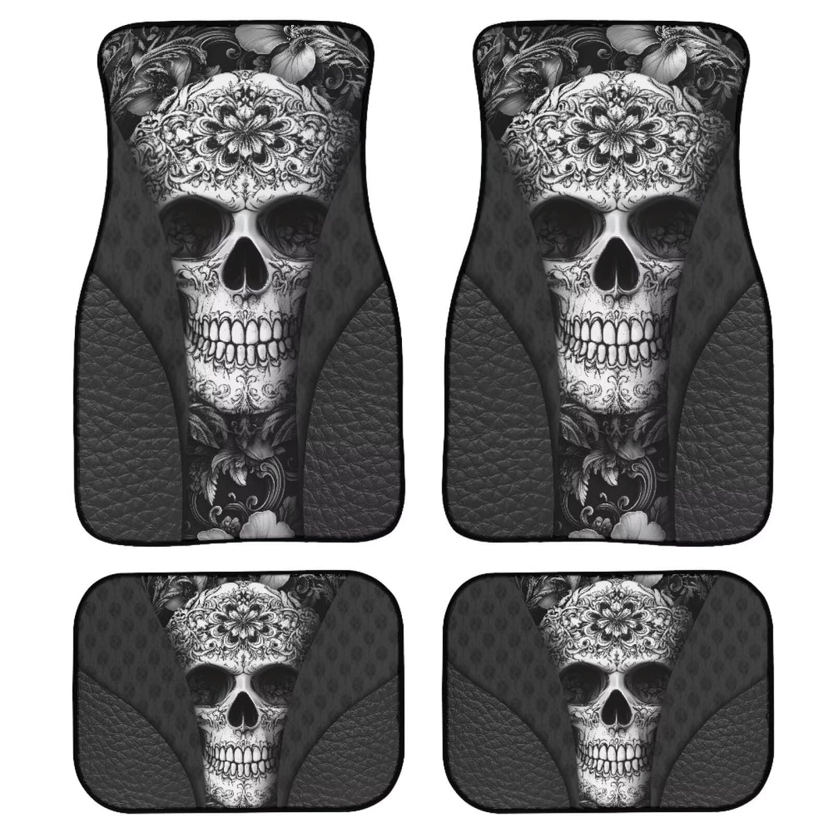 Black Skull Car Floor Mats for Men (Black Skull)