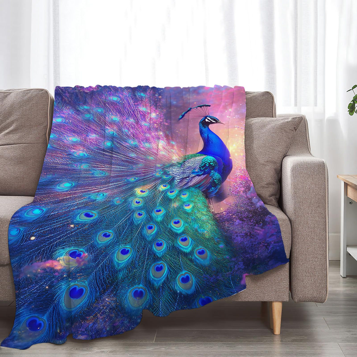 Peacock Throw Blanket (40"x50" / Purple Peacock)