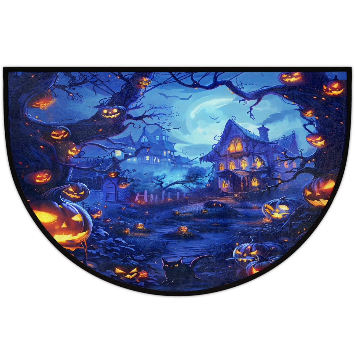 Halloween Half Round Door Mat Semi Moon Rug Fireplace Carpet Area Rugs (A:a-b)