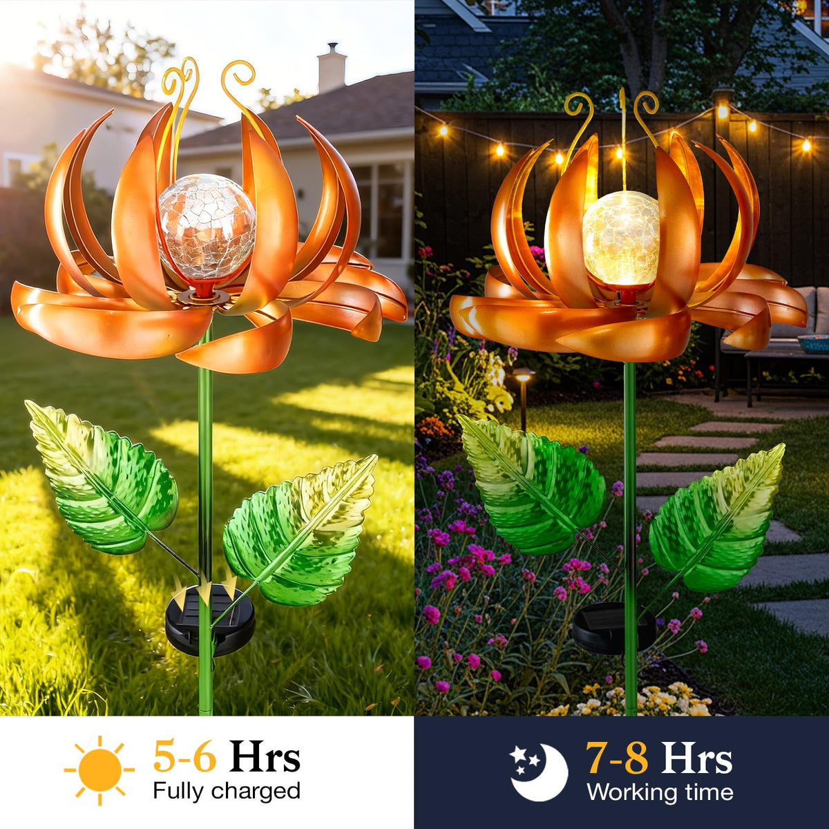 Solar Yard Lights Wind Spinners (Yellow-large)