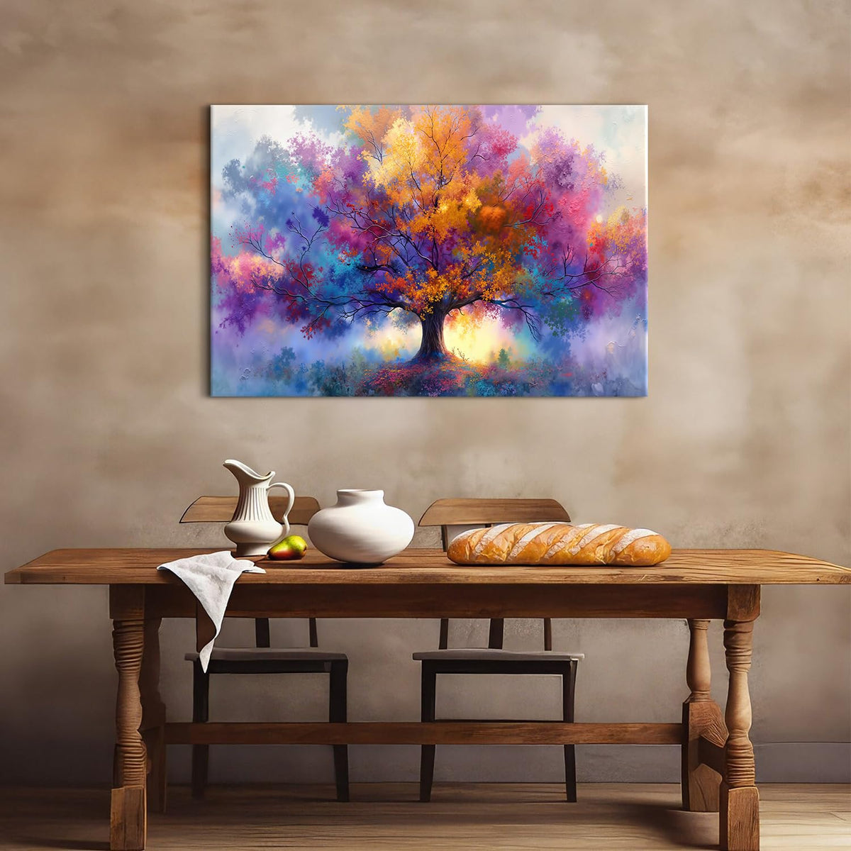 Colourful Tree of Life Wall Art Prints Tree Landscape Canvas Pictures Wall Decor Abstract Floral Trees Paintings Modern Minimalist Aesthetic Artwork for Living Room Bedroom Home Decoration 32x48" (48"L x 32"W / Tree of Life)