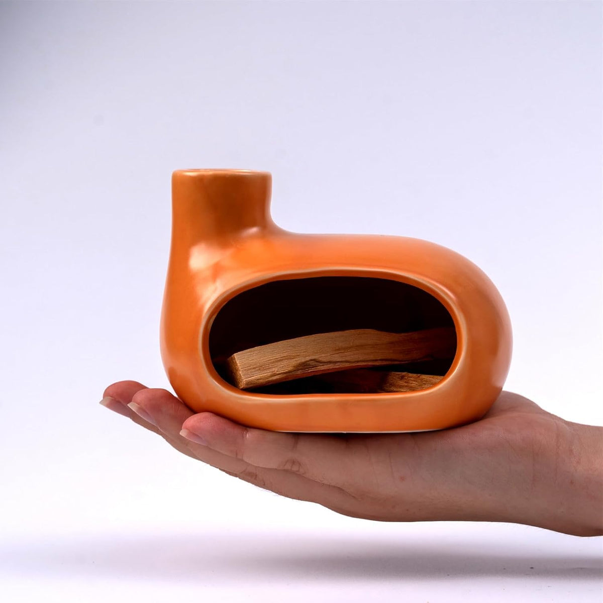 Ceramic Palo Santo Holder (Classic Glazed Ceramics - Orange)