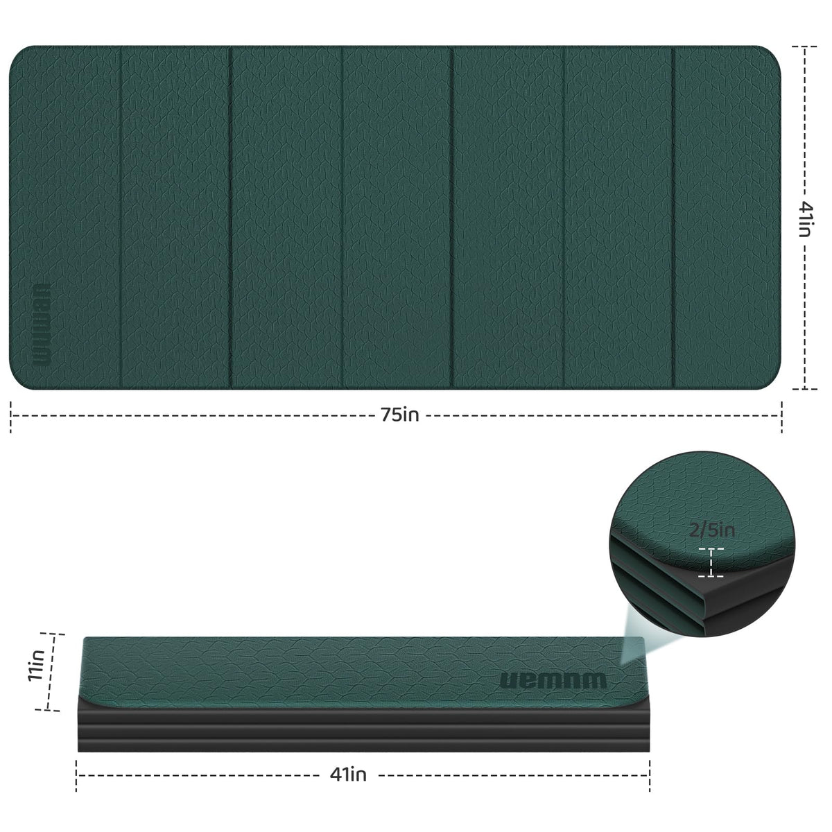 Foldable TPE Yoga Mat Thick 10mm (green)
