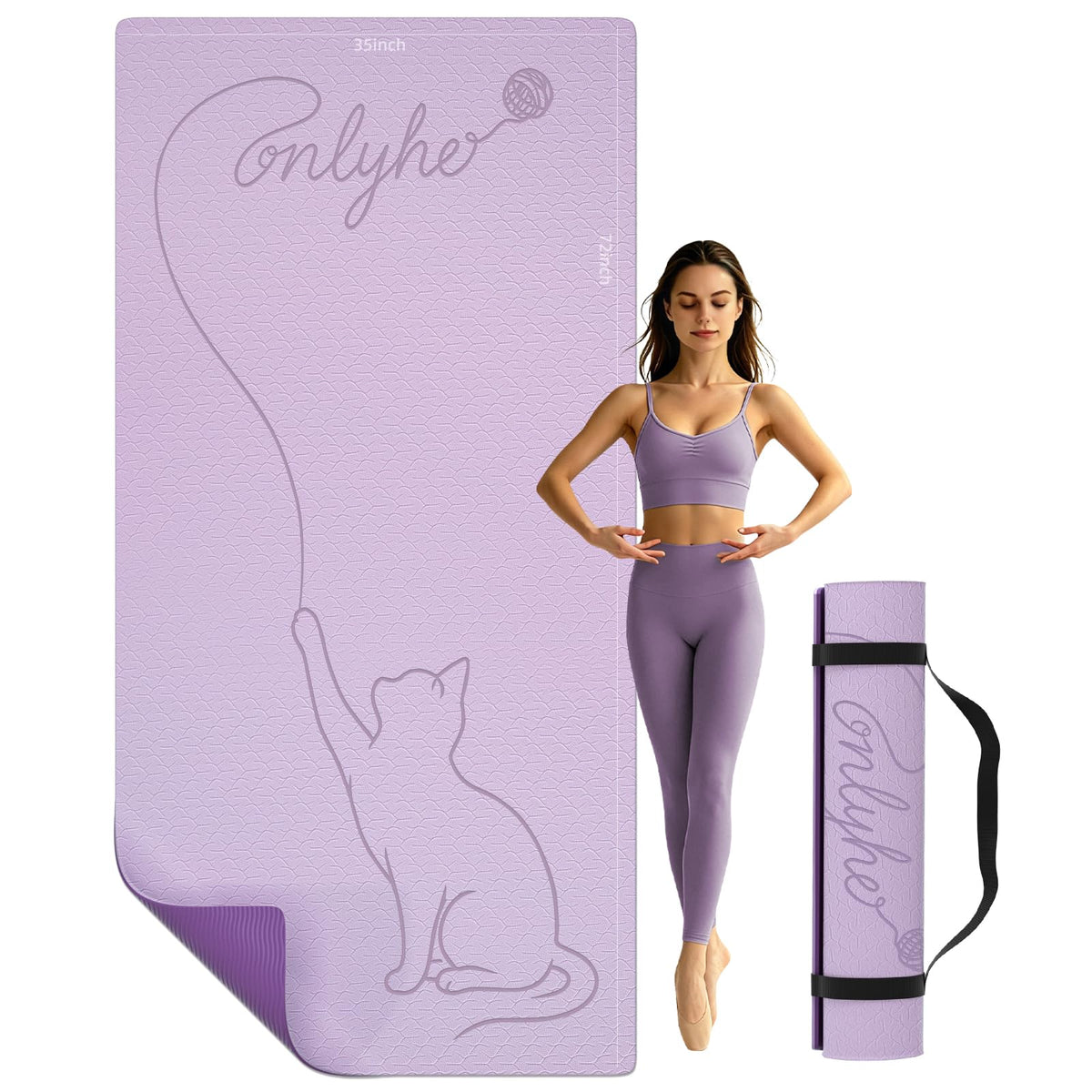 Extra Large Yoga Mat 10mm Thick (Light purple + Dark purple)