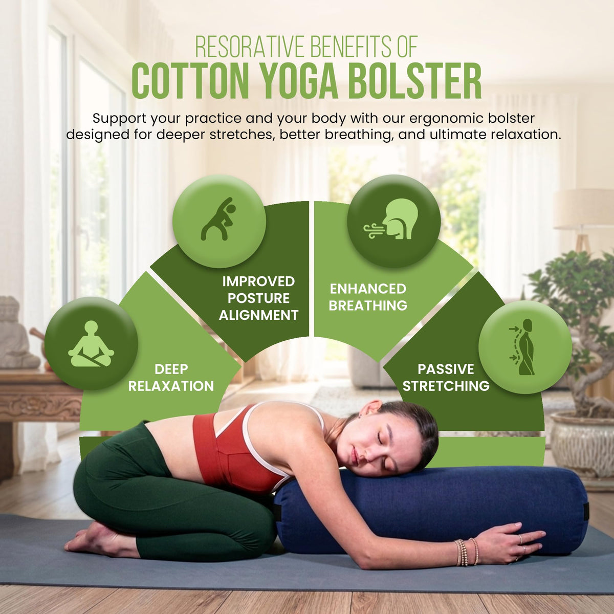Yoga Bolster Soft yet Firm (Round / Stone Gray)