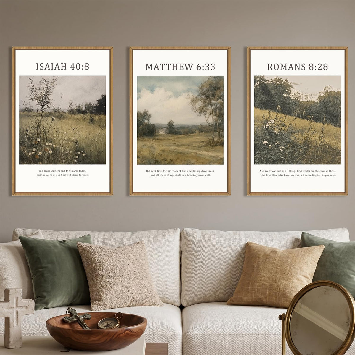 Large Bible Christian Scripture Framed Canvas Wall Art Set (Bible Christian Scripture Wall Art / 24''x36''x3)