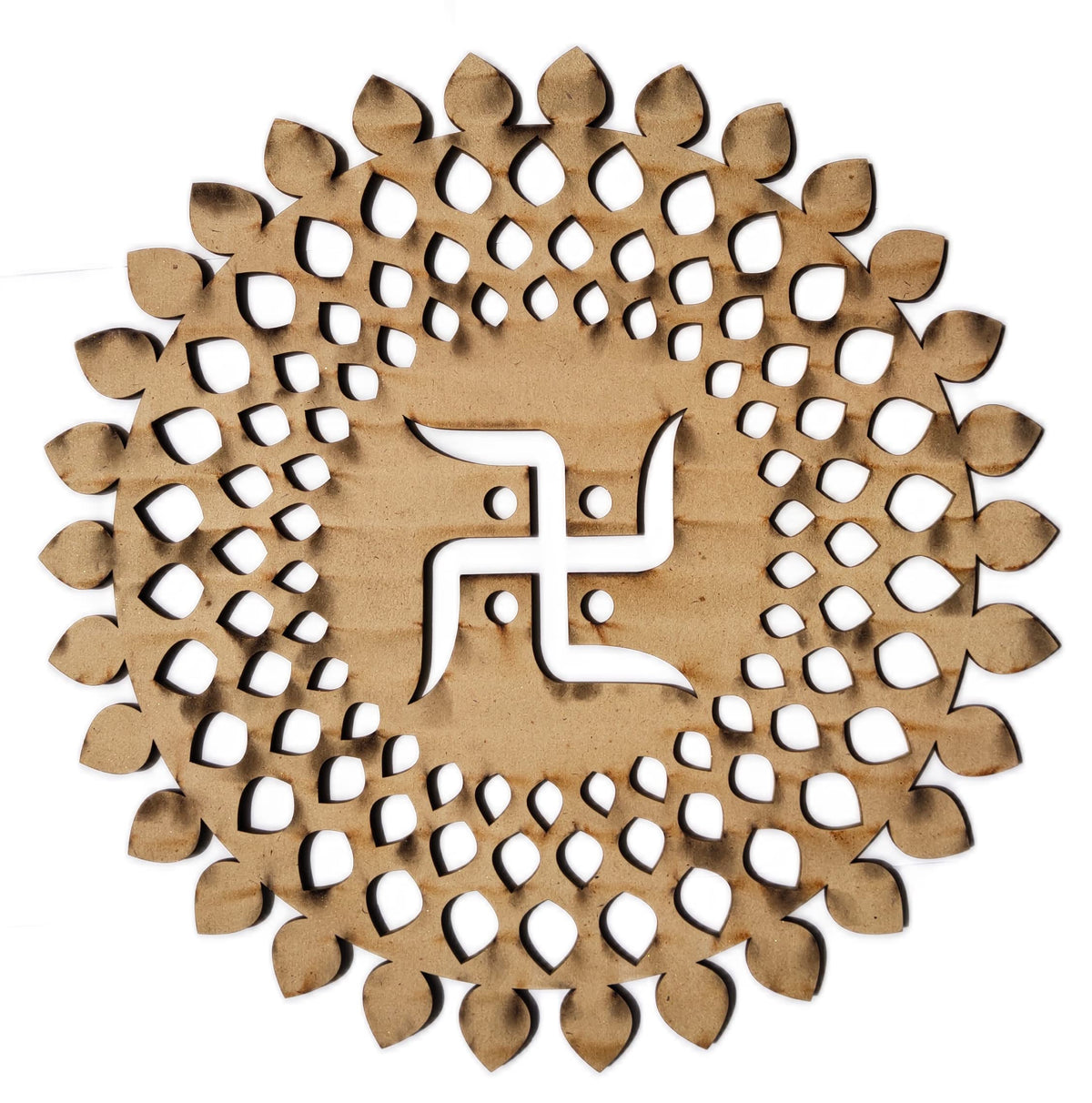 Golden Round Decorative Wall Art Mdf Wooden Chakra For Temple (MANDALA -Gold / 6"L x 6"W)