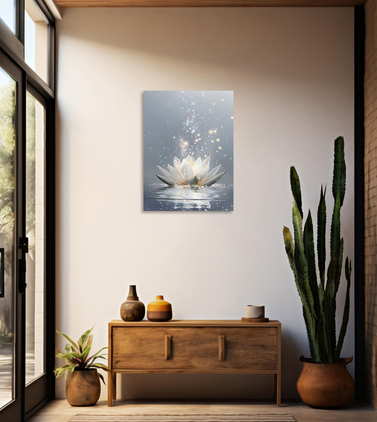 Zen Canvas Wall Art Lotus Flower Wall Art Lotus Flower in Water Painting Lotus Zen Prints for Yoga Spa Meditation Spiritual Room Wall Decor Framed 24x30 inch (30"L x 24"W / Lotus Flower)