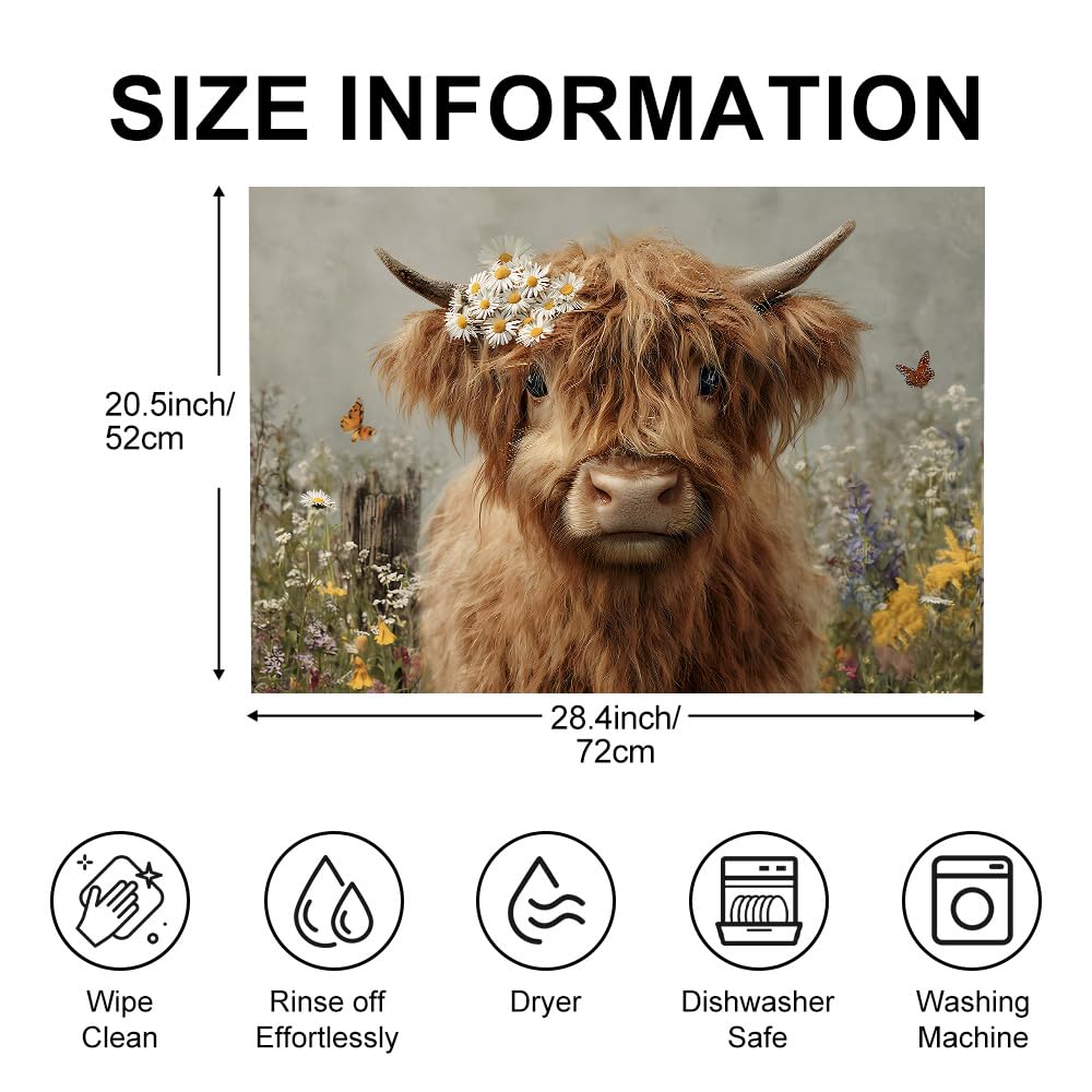 Highland Cow Glass Stove Top Cover 28x20 Inch Decorative Stove Cover (Colorful2093)