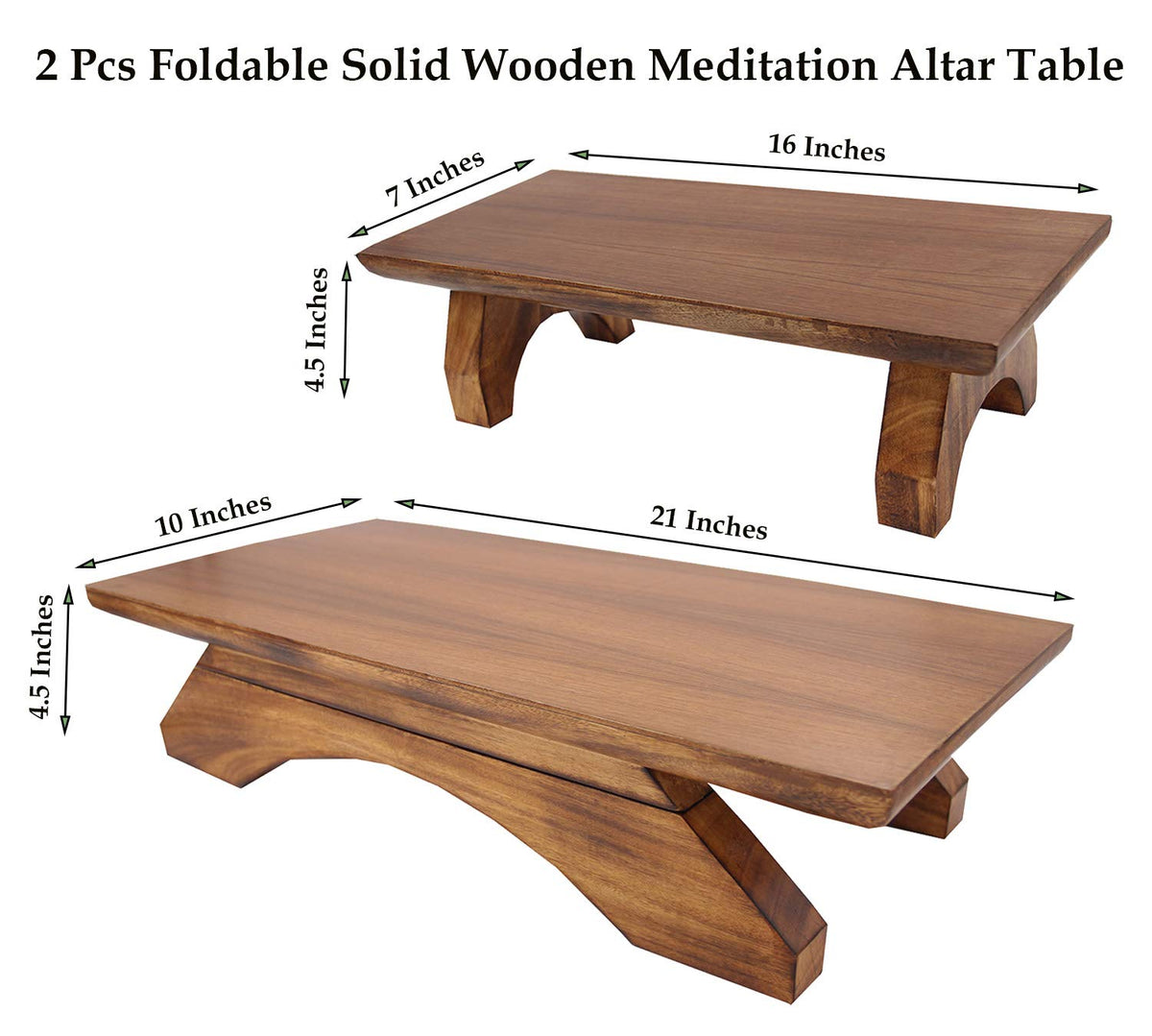 Premium Solid Wood Hand Carved Personal Shrine Altar Meditation Table Multi Levels (9" High)