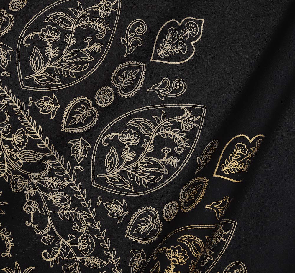 Indian Hippie Mandala Bohemian Beautiful Black Gold Window Drapery Curtain Bedroom Living Room Balcony Valance Panels (38"W x 83"L (Pack of 2) / Black Gold)