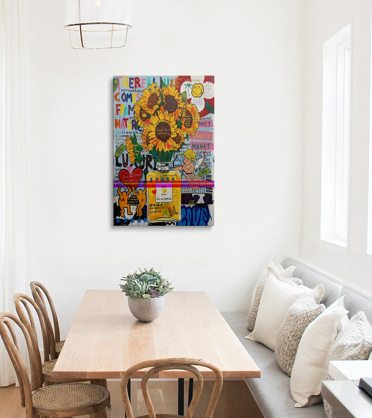 Framed Graffiti Colorful Wall Art Sunflower Canvas Room Decor 16x24 Inches (Sunflower / 24"L x 16"W)