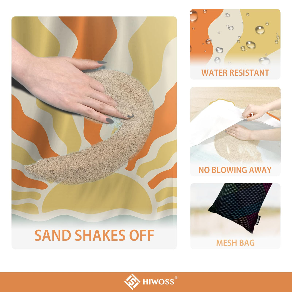 Beach Blanket Waterproof Sandproof Oversized 95”x 80” (Sunriseatsea)