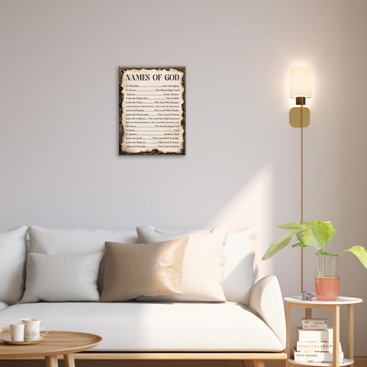Names of God Wall Art Christian Religious Scripture Wall Decor Bible Verse Canvas Painting Picture for Church Bedroom Living Room 16"x20" (Names Of God / 20"L x 16"W)