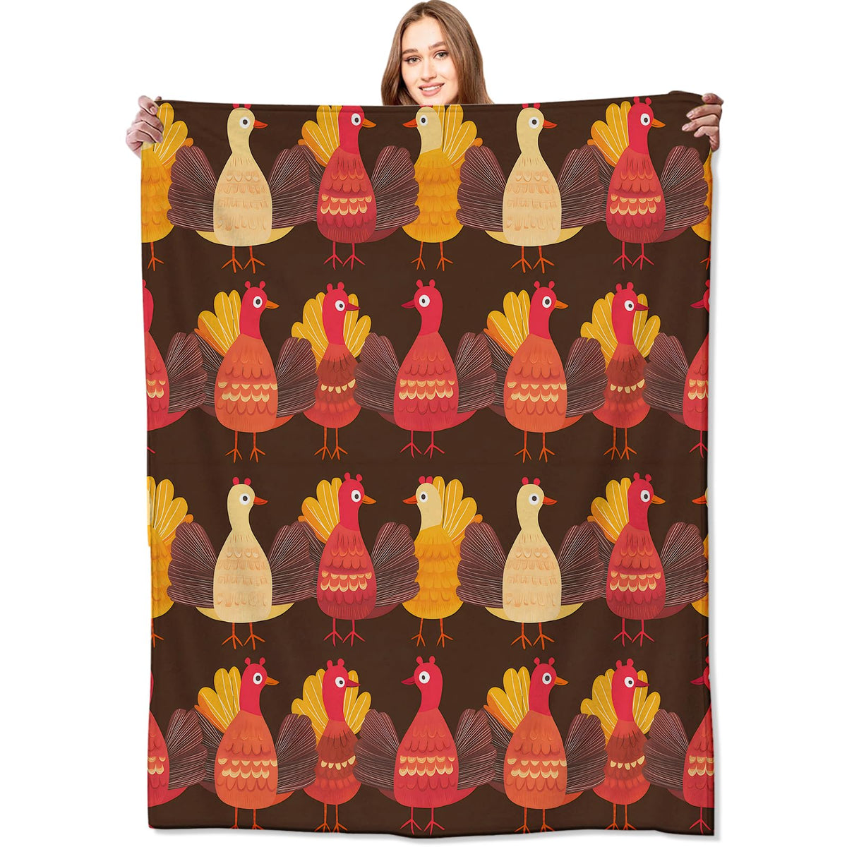Thanksgiving Turkey Blanket Festive Autumn Throw Blankets (40x50in / Thanksgiving 02)