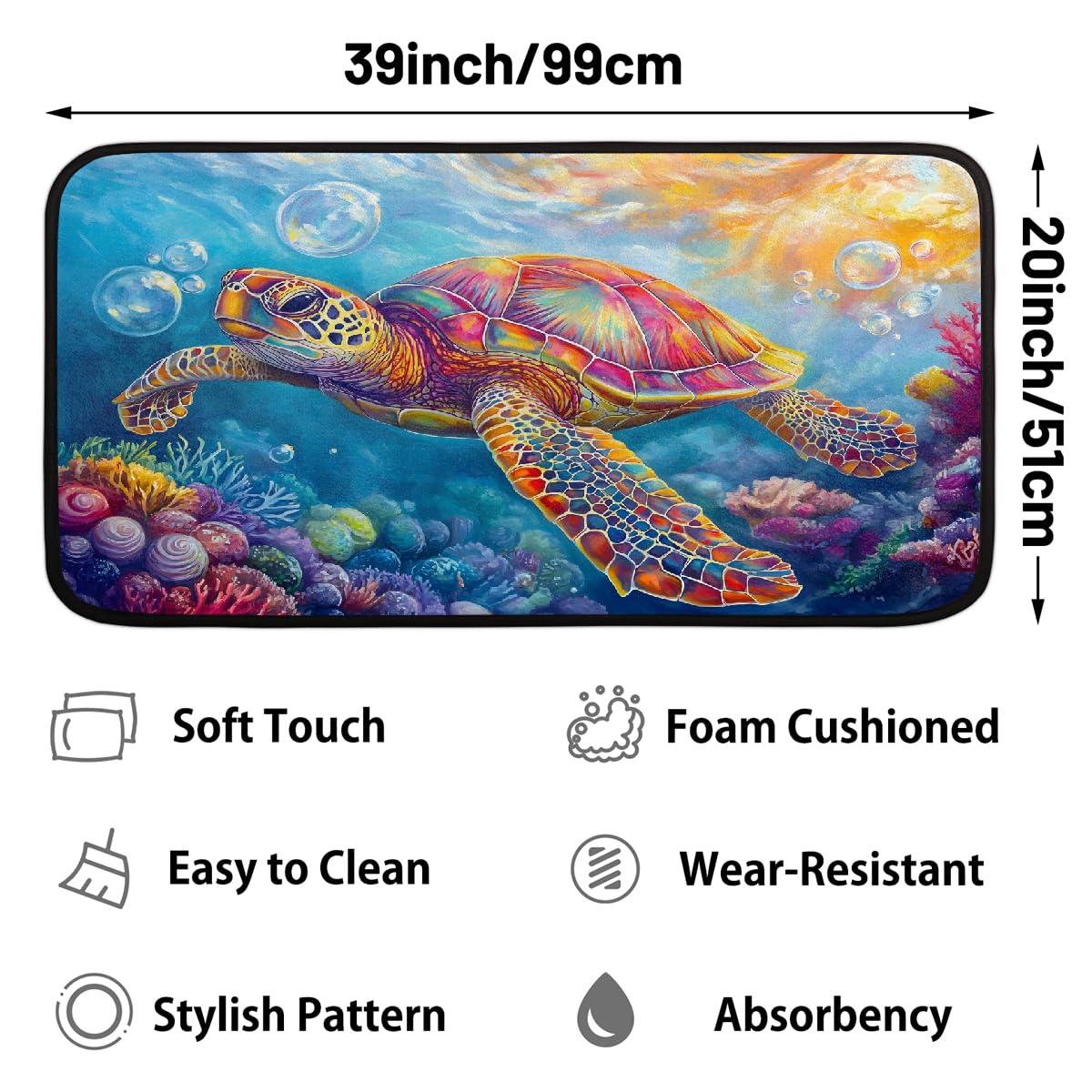 Turtle Kitchen Rugs Kitchen Mats Non Slip Floor Mat (Color 13)