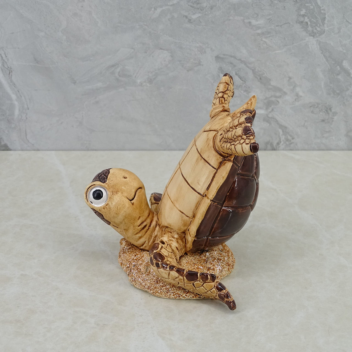 Decorative Resin Baby Sea Turtle Statue. Lovely Blue Sea Turtle Table Decor. Lucky Wealth Feng Shui Seaturtle Figurine (Brown2)