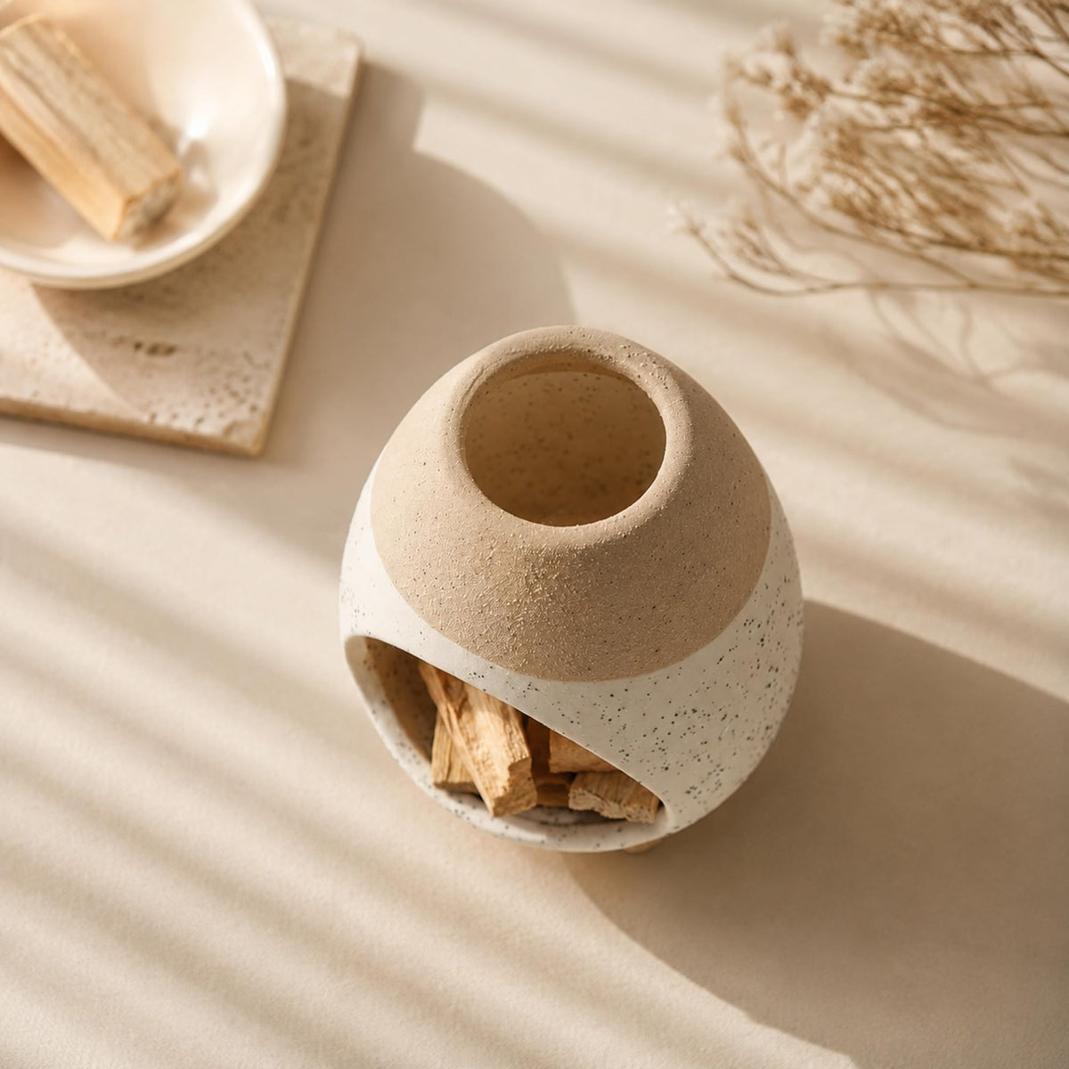 Palo Santo Holder Burner (White Yellow)