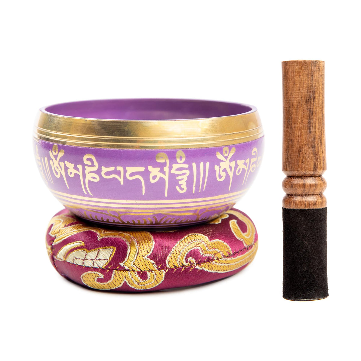 Tibetan Singing Bowl Set Brass (Purple)
