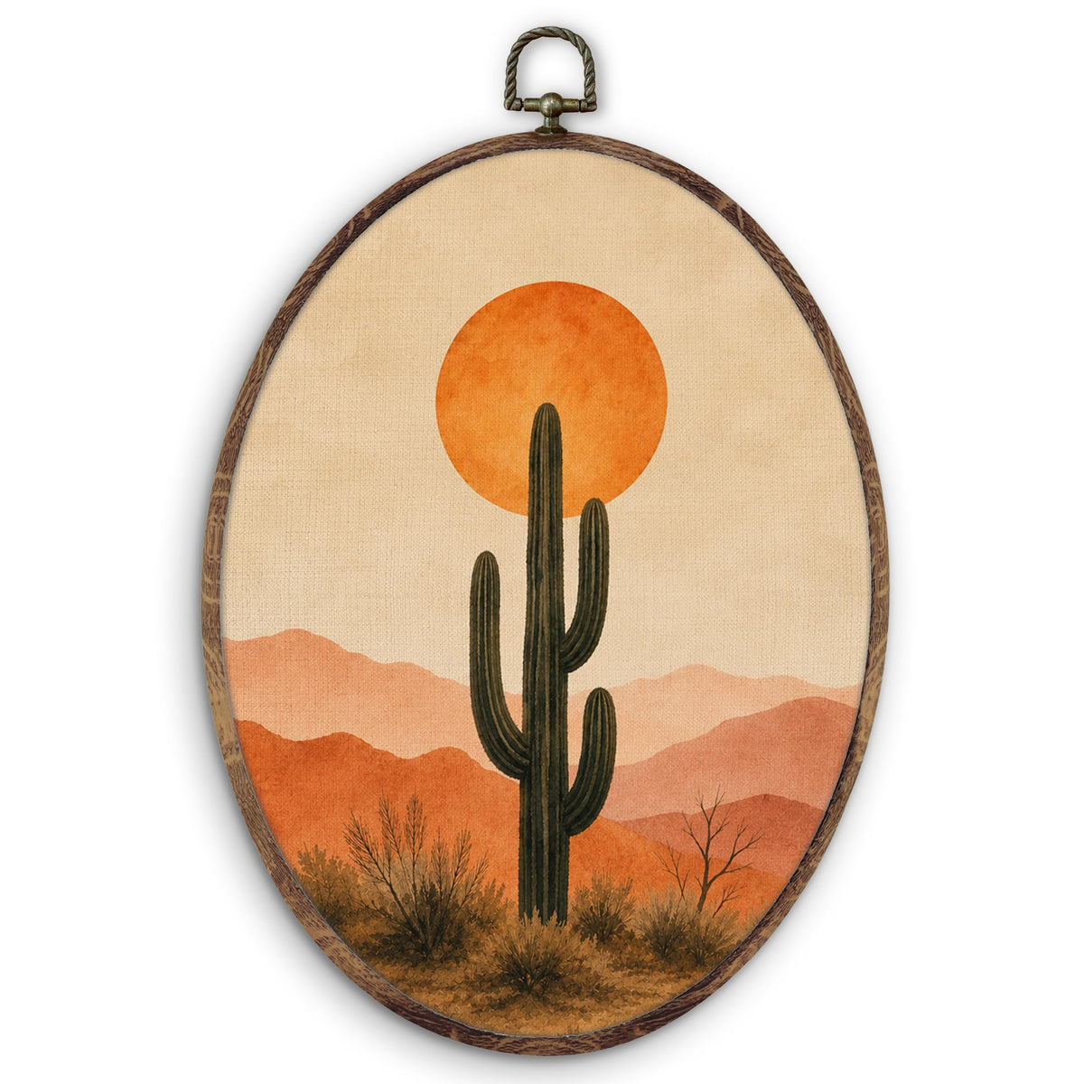 Western Desert Cactus Oval Wall Art (cactus)