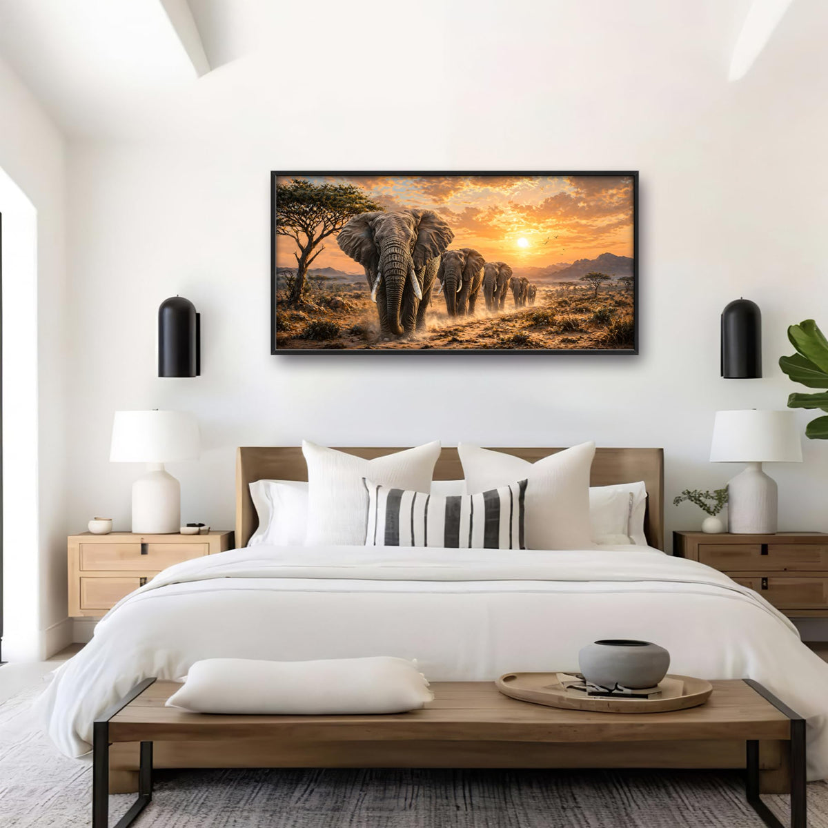 African Elephant Herd Large Wall Art (elephant / 60"L x 30"W)