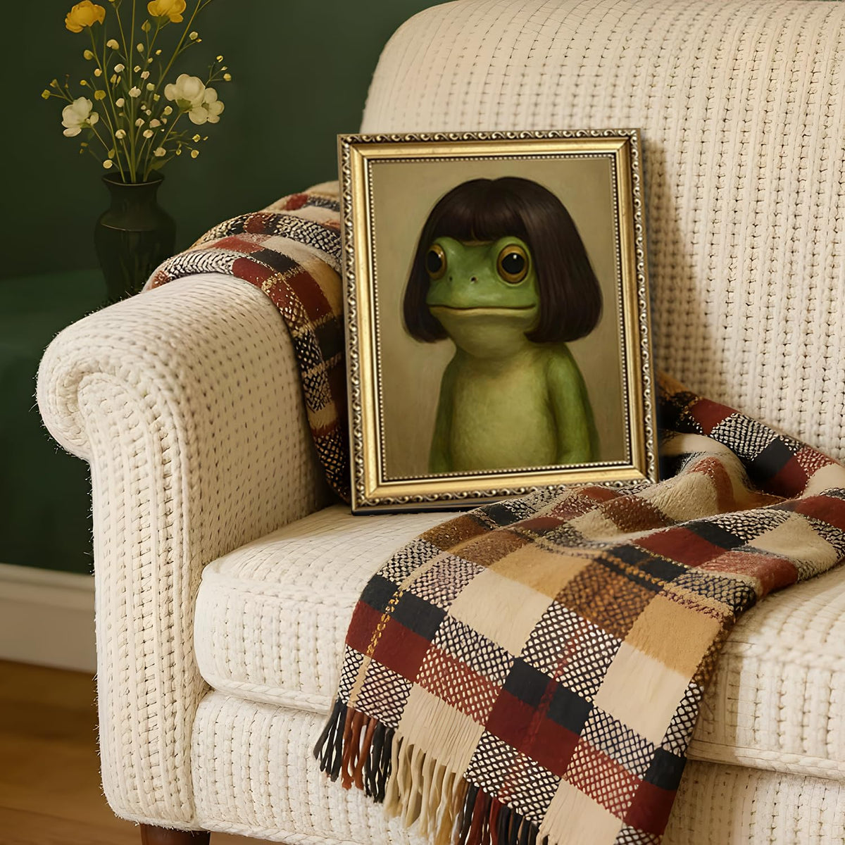 Gold Framed Whimsical Frog Wall Art (Gold Framed-A / 24"L x 16"W)