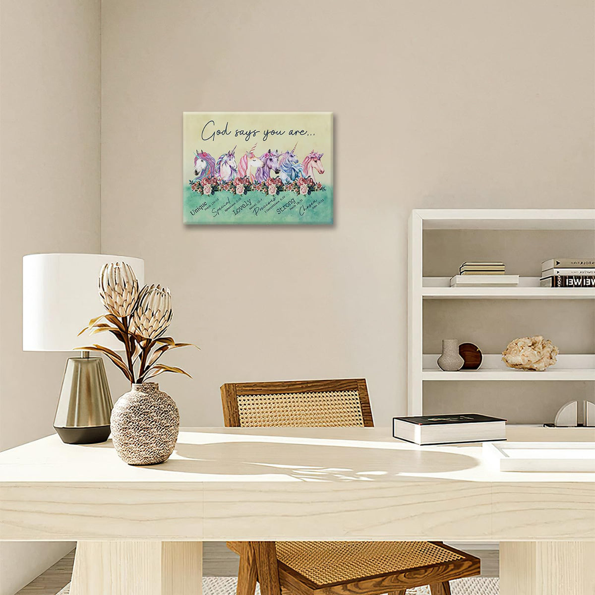 Unicorn Wall Art God Says You Are Pictures Wall Decor Canvas Painting Artwork Framed For Bathroom Bedroom Girl Room 20"x24" (Unicorn / 24"L x 20"W)