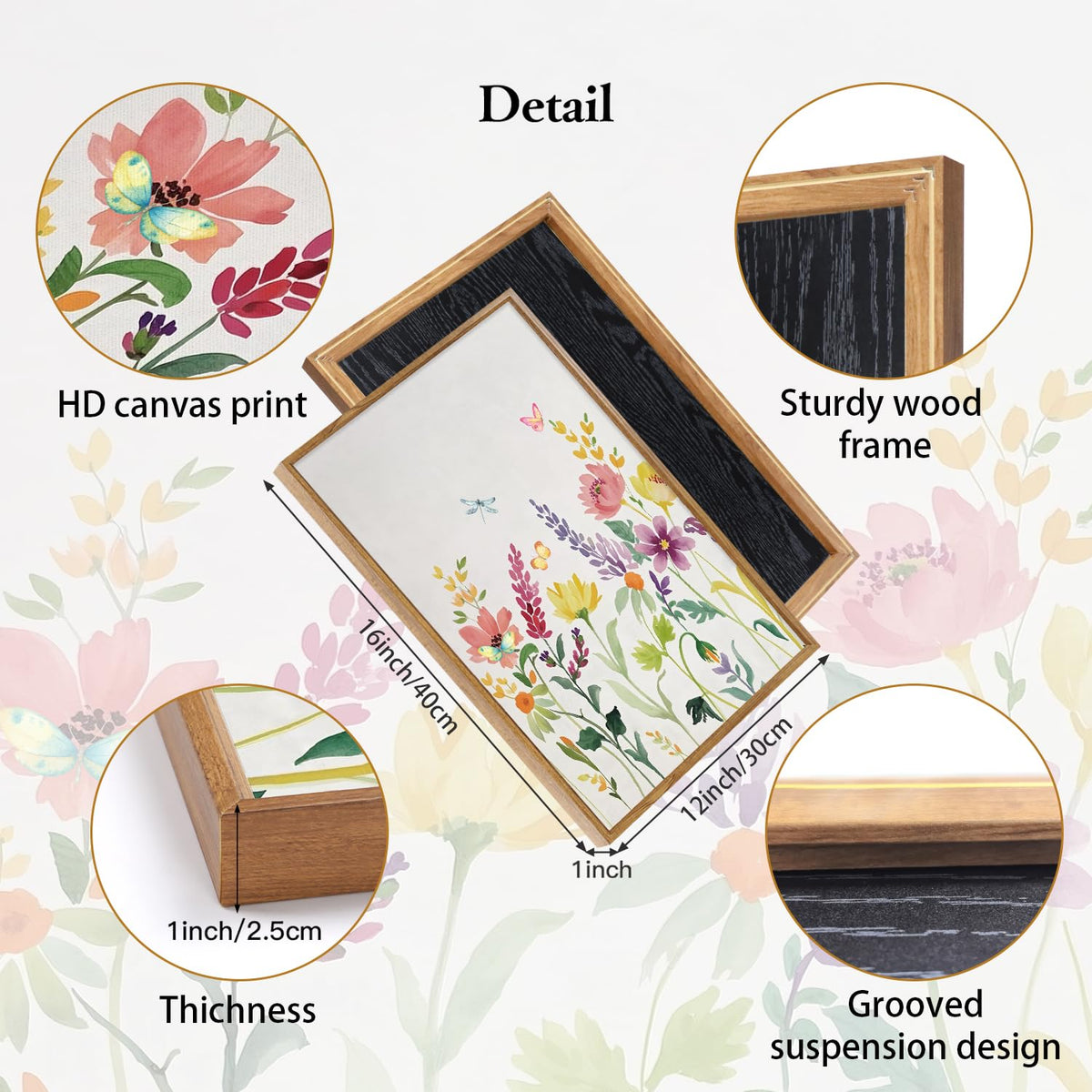 Wildflower Framed Canvas Wall Art Set Of 3 (Floral wall art 4)
