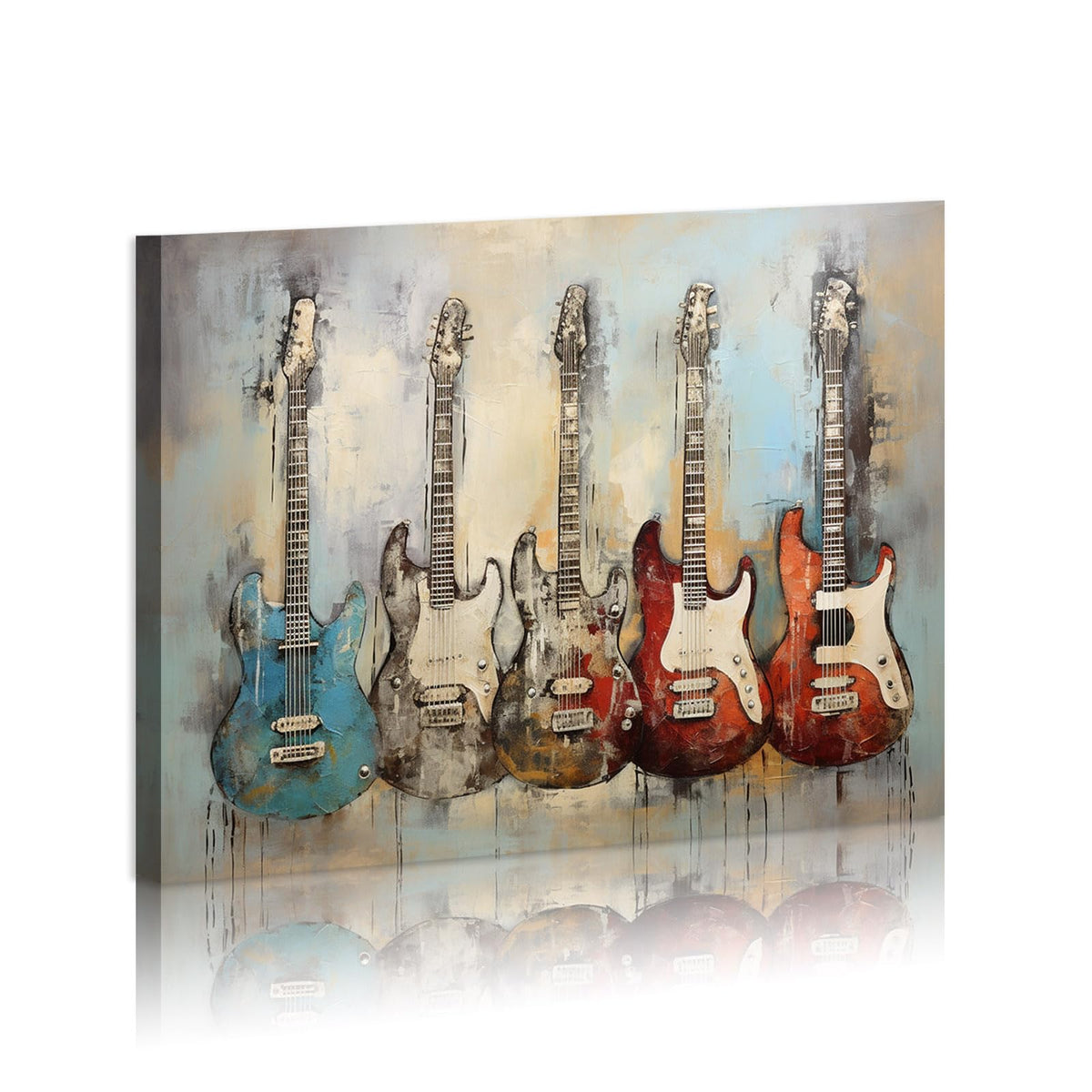 Guitar Wall Art Music Pictures Vintage Guitar Canvas Prints Musical Posters Jazz for Music Studio Wall Decor Decoration Gift Framed Ready to Hang 12x16 Inches (16"L x 12"W / Guitar)