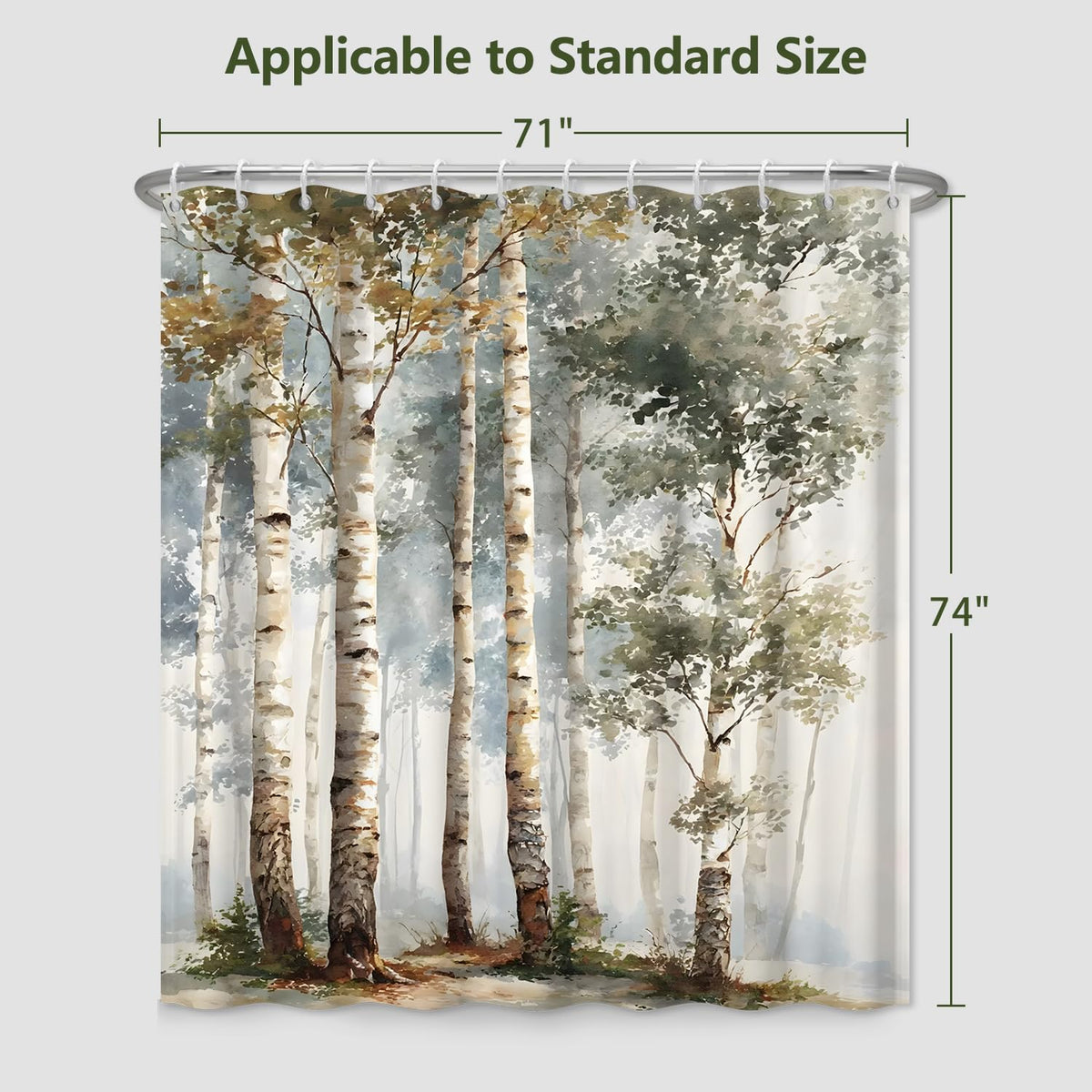 Birch Tree Shower Curtain 71x74 Inch (Birch Tree)
