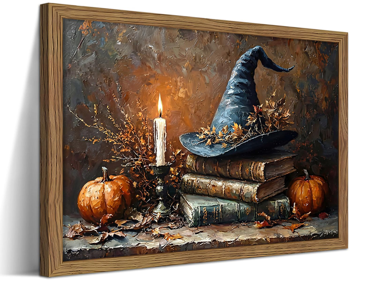 Vintage Halloween Wall Art (Scary Wizard Hat / 10"L x 8"W)