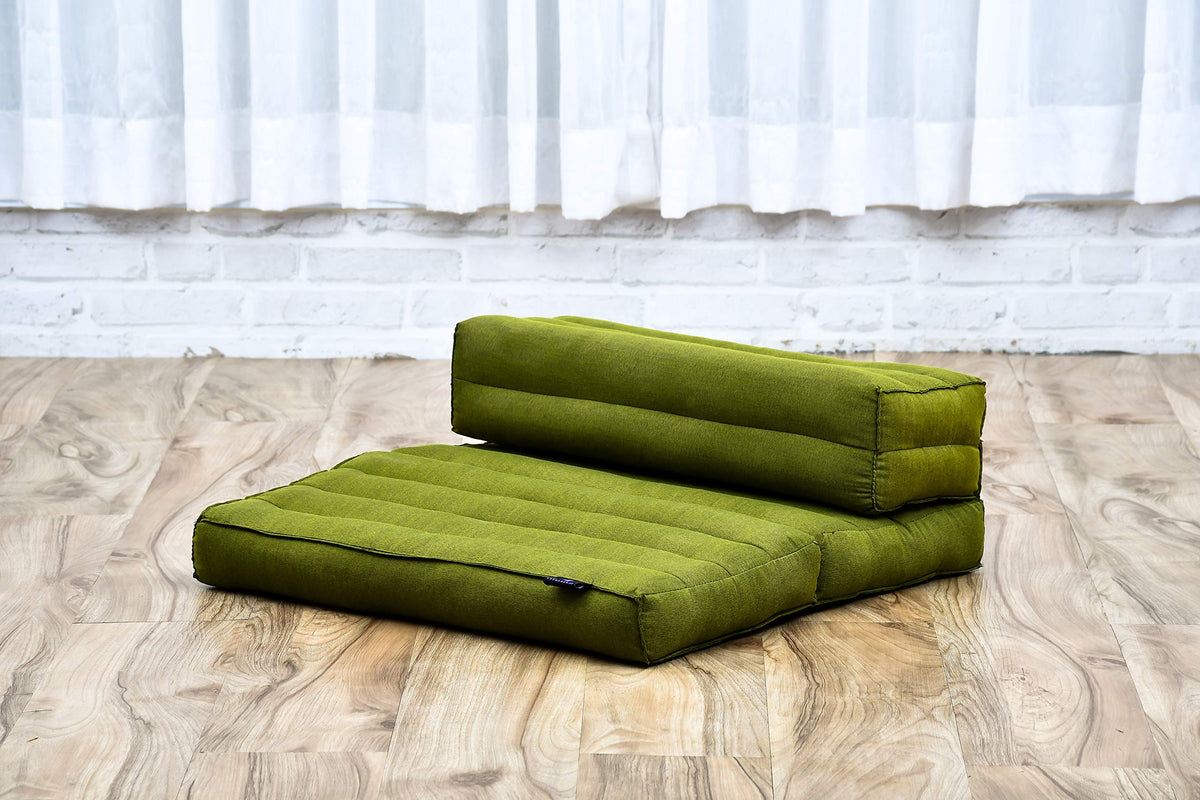 Foldable Meditation Cushion 20 x 28 x 4.5 inches Kapok Floor Seat (Cl23 - Green)