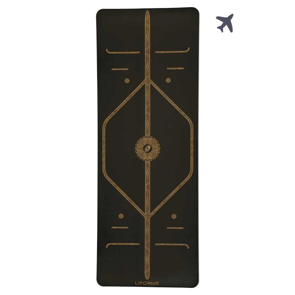 Travel Yoga Mat (Black & Gold)