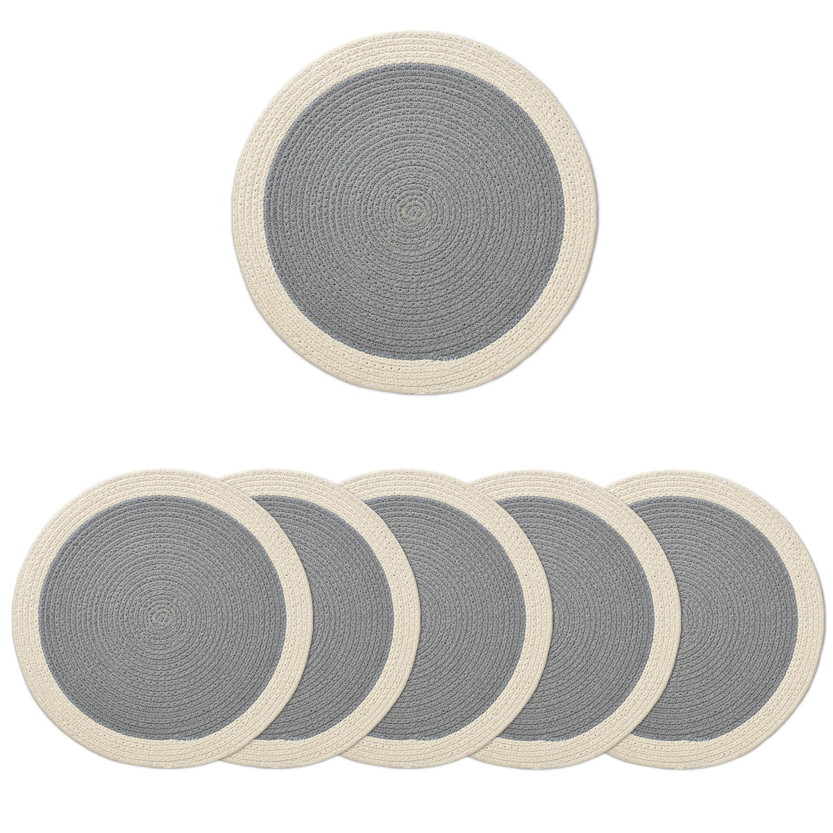 Dining Placemats (Light Grey & Off White / 13" (Set of 6))