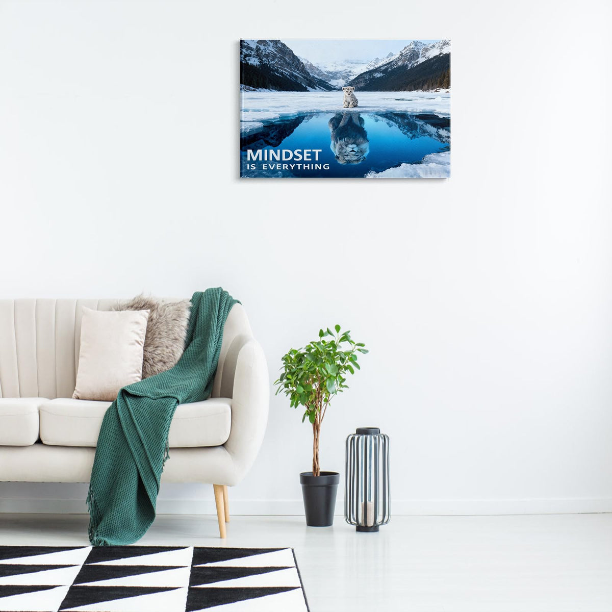Inspirational Canvas Painting Mindset Is Everything Wall Art Lion Wall Art Mindset Motivational Animals Prints Poster for Bathroom (1p-South / 24L" x 36W")