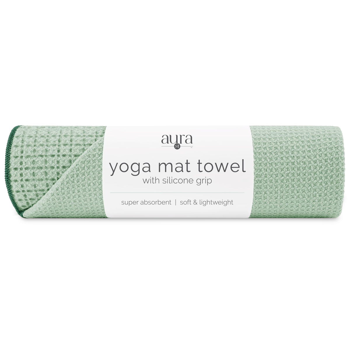 Aura Microfiber Yoga Mat Towel with Grip (Green)